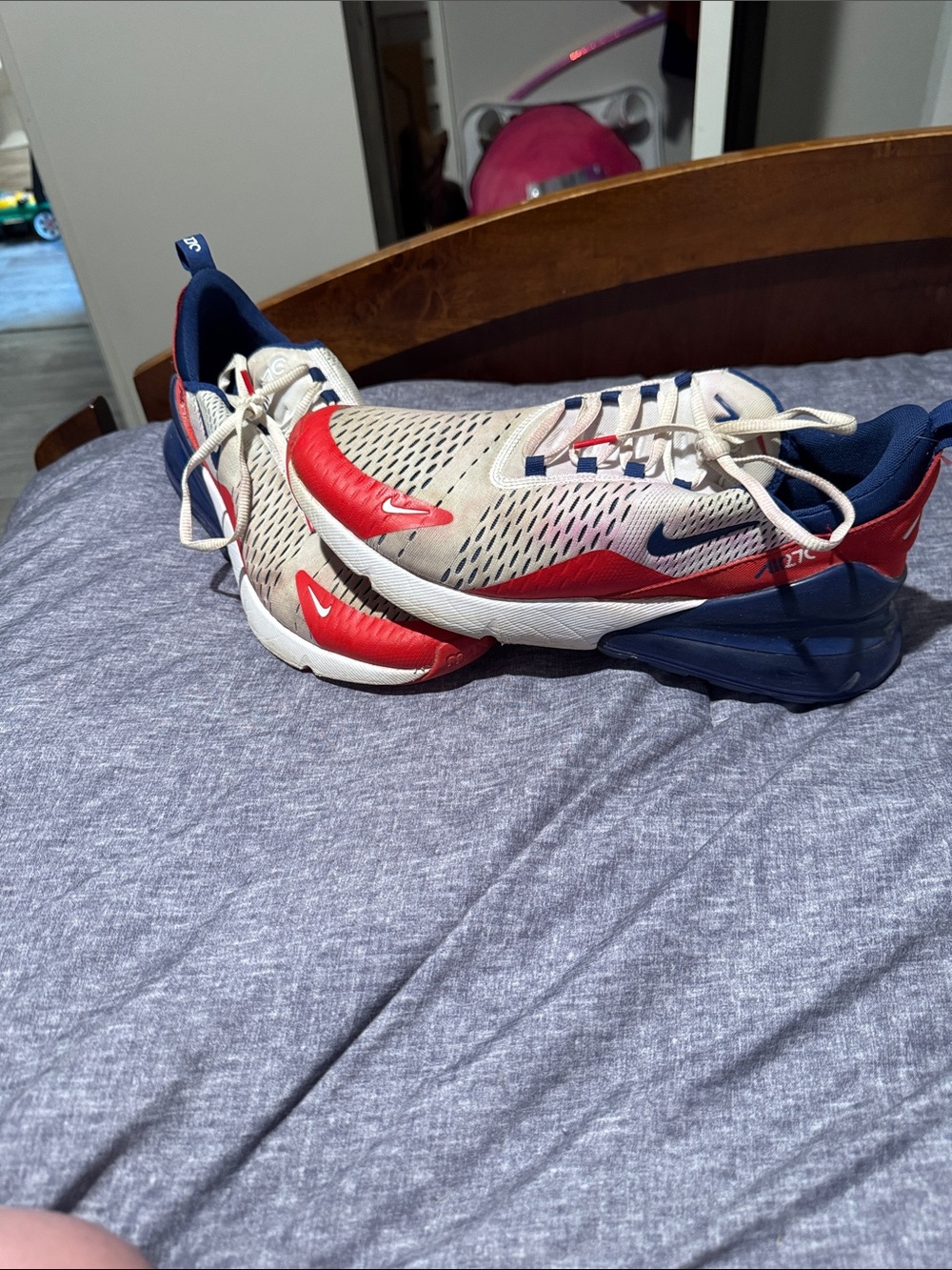 Nike Men's Athletic Shoes in Cream, Red & Navy